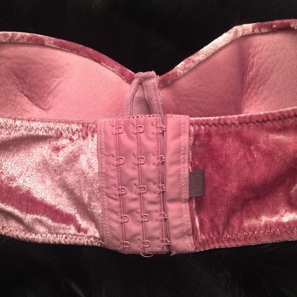 Mauve Crushed Velvet Strapless Bra Top - Picture 4 of 5